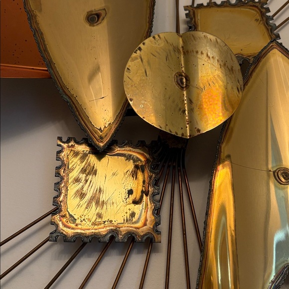 Vintage Brutalist Metal Wall Art Gold Copper & Steel Colors MCM Decor - Picture 4 of 9